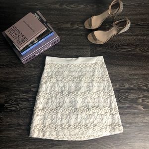 NEW white LOFT classic crotchet mini skirt 0P